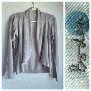 Boden Womens Super Fine Knit Wool Pointelle Open Drape Cardigan in Grey Lavender